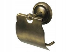 Toilet Roll Holder with Flap Antique Brass Wall Mounted Metal