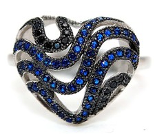 1CT Treated Blue Sapphire 925 Solid Sterling Silver Ring Jewelry Sz 6,7,8 ZB7