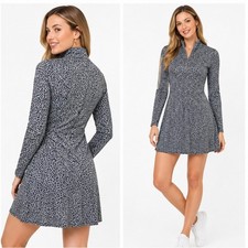 Tommy Hilfiger Womens Dress Size S Leopard Print Mock Neck Quarter Zip Casual