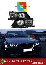 🔥ART.1658 FARI PER BMW SERIE 3 E46 2001-2005 BERLINA STATION ANGEL EYES NERI🔥