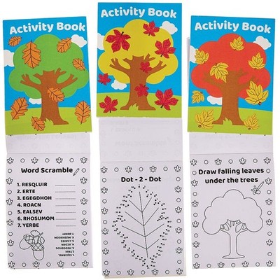 FX193 Herbst Mini Aktivitäten Bücher  12er Pack, Puzzles und Malen nach Zahle...