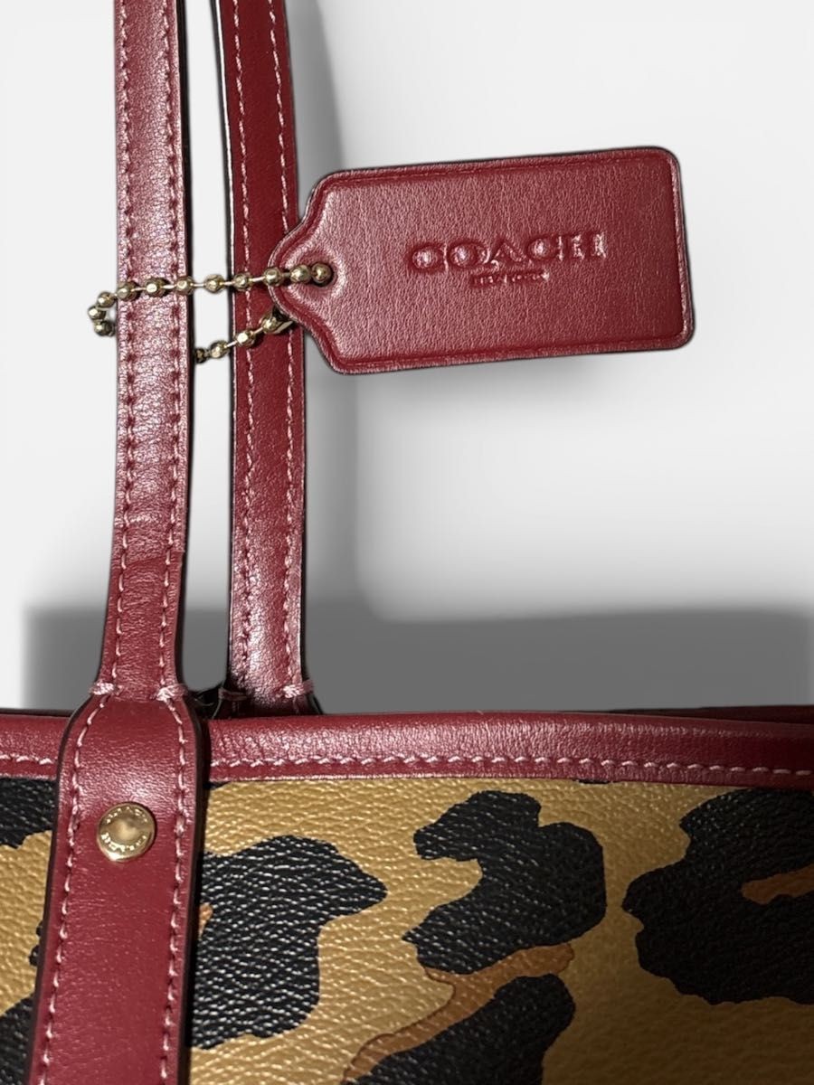 Condition COACH Tote Bag Leopard Pattern F37877 1… - image 6