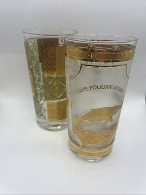 Set of 2 Vintage Culver Highball Gold Color Oregon Glass Crown Royal Cup