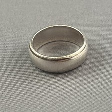 Vintage 925 Sterling Silver 6mm Notched Wedding Band Size 6.5