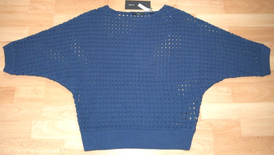 ZERO Pullover Gr.38 jeans blau Lochmuster Sommer 3/4 Arm Set ++Neu++