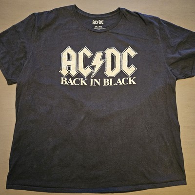 2021 AC/DC Men's ''Back in Black'' T-Shirt Black with Raised White Lettering 3XL