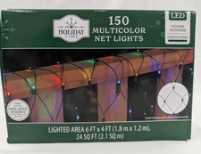 Holiday Time Multicolor Net Lights 150ct Green Wire 6x4ft Christmas Outdoor New