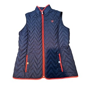 Ariat Quilted Vest Navy Orange Trim Kids Size XXL TTG 16 Boys Girls Equestrian