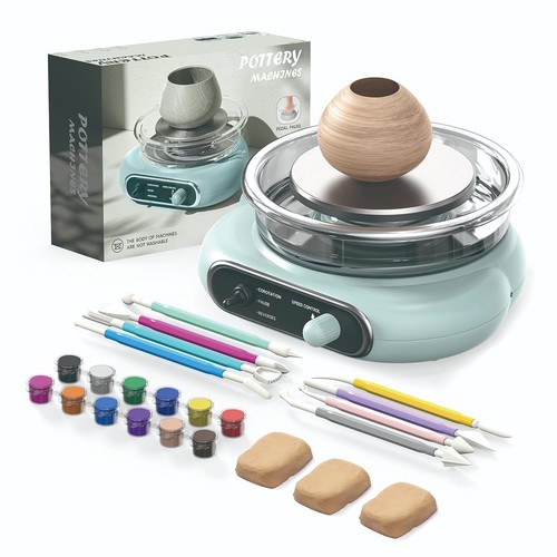 4.7" Mini Electric Pottery Wheel Adjustable Speed Direction W/Ceramic Tools Set