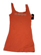 Bebe Tank Top Crystal Ribbed Coral T-Shirt Xs