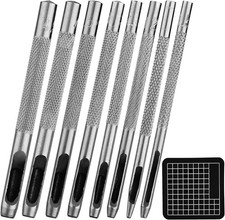 8 Pcs Leather Hole Punch Set 1mm to 4.5mm Hollow Punch Tools for Belt Crafting