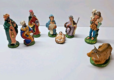 8 pc. Nativity Figurines 1960s Made In Italy Vintage Christmas Holiday Decor 