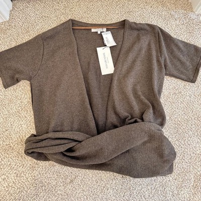Women s Ivan Grundahl Size Large Avant-garde Brown Wrap Shirt Cardigan 