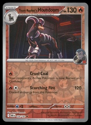 Team Rocket's Houndoom 038/182 Uncommon Destined Rivals Pokemon Reverse Holo NM