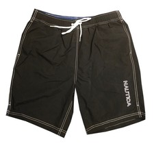 Nautica Mens Quick-Dry Logo Swim Trunk Shorts Small Black