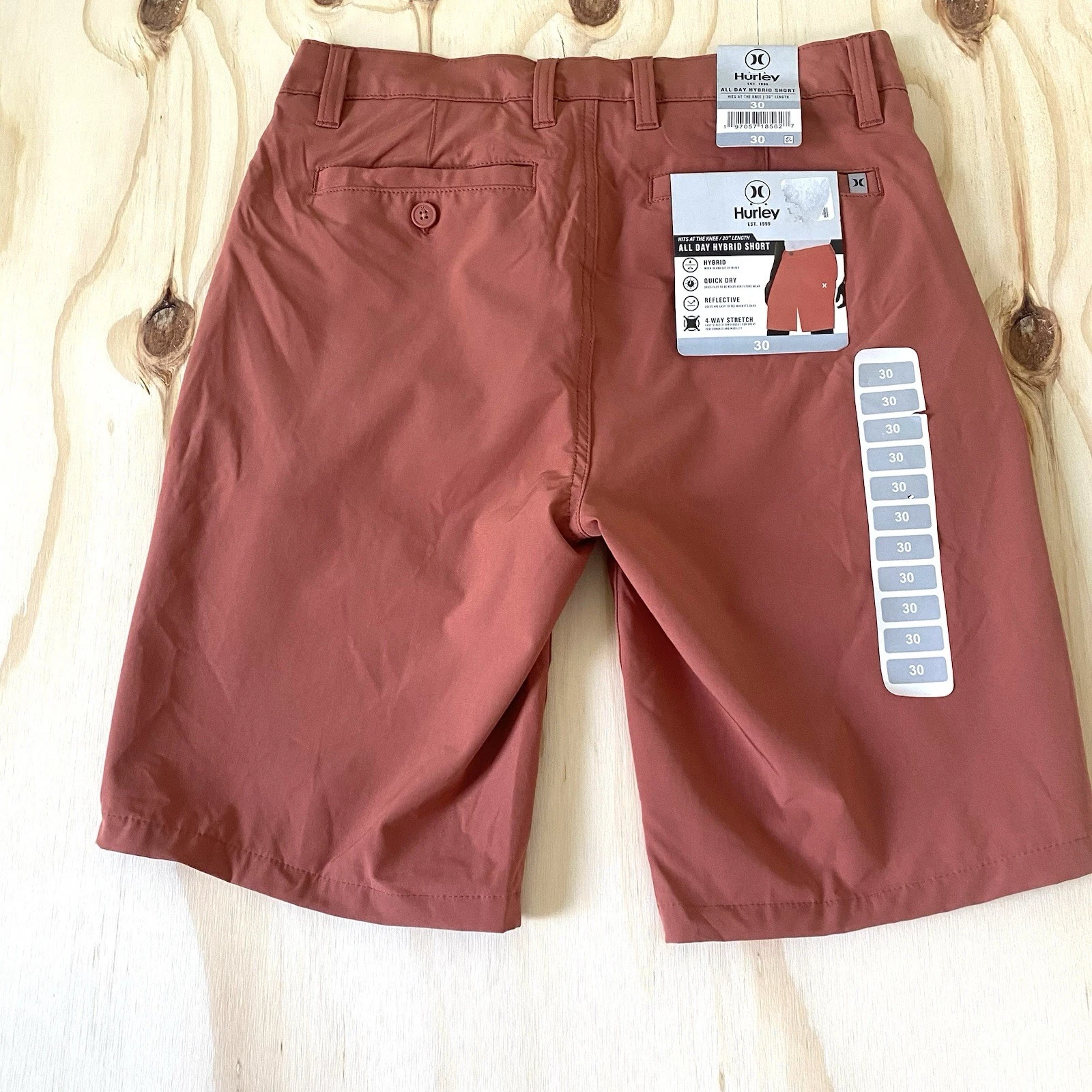 Hurley Men's Size 30 Shorts All Day Hybrid Quick Dry Stretch Redwood GorpCore