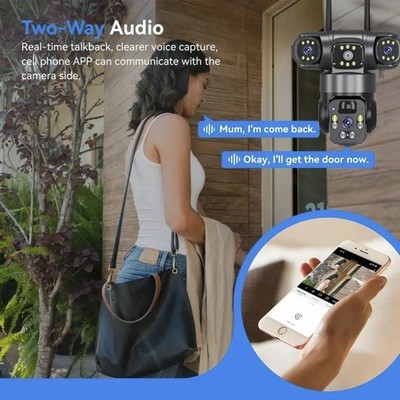 4K Wireless Solar Überwachungskamera drei Objektive 360 Grad PTZ für den Auße