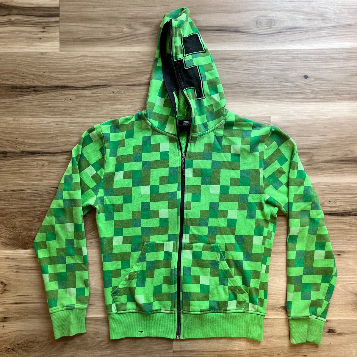 Designed by Jinx Minecraft Youth Zip-up Over Face Jacket Green Sz