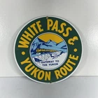 VINTAGE WHITE PASS & YUKON ROUTE PORCELAIN SIGN GAS OIL TRAIN STATION RAIL ROAD
