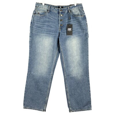 NWT FRYE Women's Stevie Blue Jeans Size 29 Relaxed Straight Low Rise Full Length