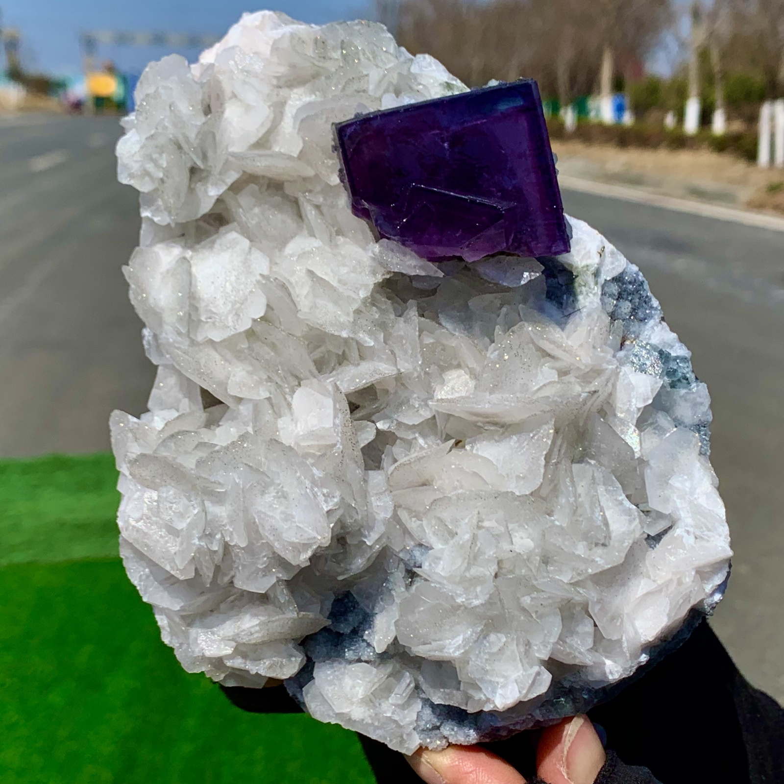 1.88LB Rare Transparent Purple Cube Fluorite Crystal Cluster Specimen from China