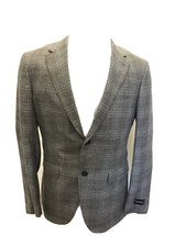 Ermenegildo Zegna Men  s Gray/Orange Plaid Blazer Sport Coat  Jacket 50EU 40R US