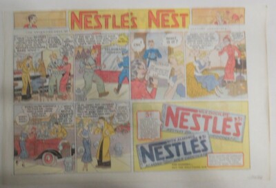 Nestle's Chocolate Bars Ad: Featuring Nestle's Nest ! from 1930's 11 x 15 inches
