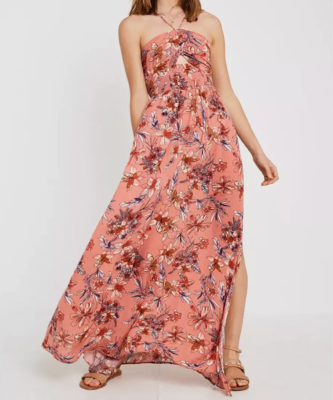 Intimately Free People One Step Ahead Floral Print Maxi Halter Size S Pink  | eBay