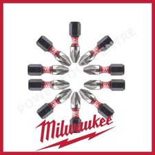 PZ2 Extreme Impact milwaukee POZI Screwdriver 25mm 10pc bits ; makita dewalt