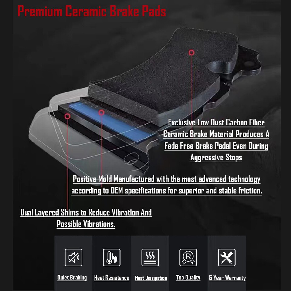 Rear Ceramic Brake Pads Kit for 20072021 Toyota Camry RAV4 Matrix