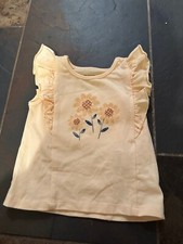 12m Pekkle girls sunflower floral flower top ruffle peach short sleeves