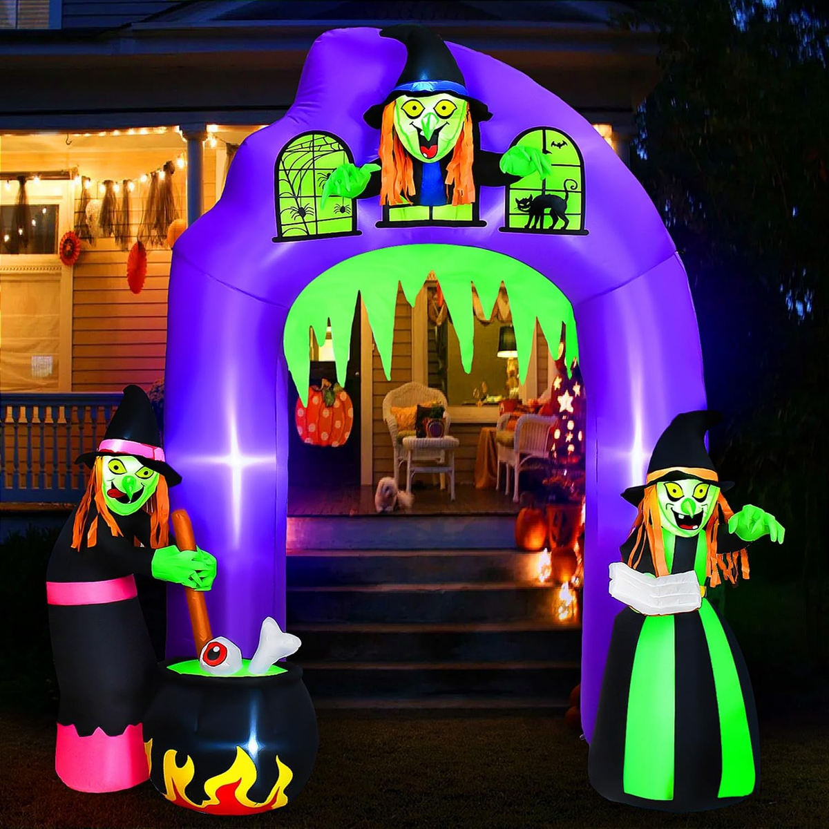 8.6 Ft Halloween Inflatable Spider Archway - Giant LED Light Up Yard Decoration With Built-in Lights