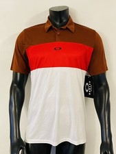 New Oakley Mens Red Horizon Golf Polo Shirt Ohydrolix Moisture Management Medium