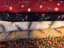 CHRISTMAS HOLLY greenery FLOWER pinecone Cotton quilt FABRIC U-Pick 1/2 yd cuts
