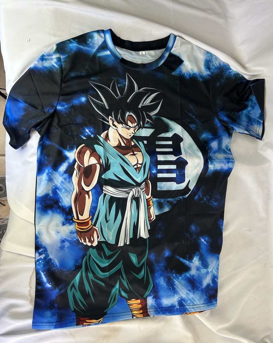 Dragon Ball Z Goku Mens Large Graphic T Crew Neck Tee Cool Blue | eBay