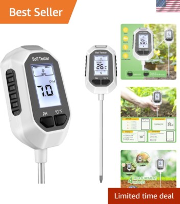 4-in-1 Soil Moisture Meter Digital Plant Temperature/Soil Moisture/PH Meter/S...