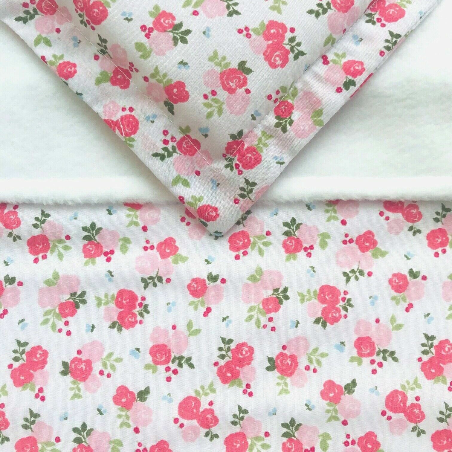 DOLLS BLANKET & PILLOW COT/PRAM BEDDING SET PRETTY FLORAL ROSE BABY
