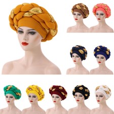 Turban African Women Braid Hat Muslim Hijab Head Wrap Scarf Auto Gele Chemo Cap