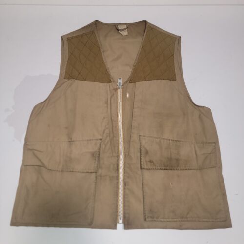 Browning Quilted Canvas Vest Size LT Brown Full Zip Pockets Inside & Out Hunting - 第 1/8 張圖片