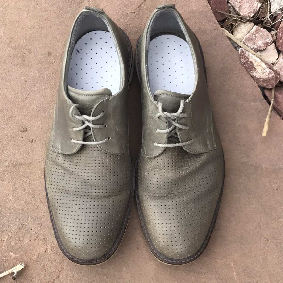 Ecco Shoes Mens 9 US 42 EU Gray Leather Golf Oxford Jeremy 
