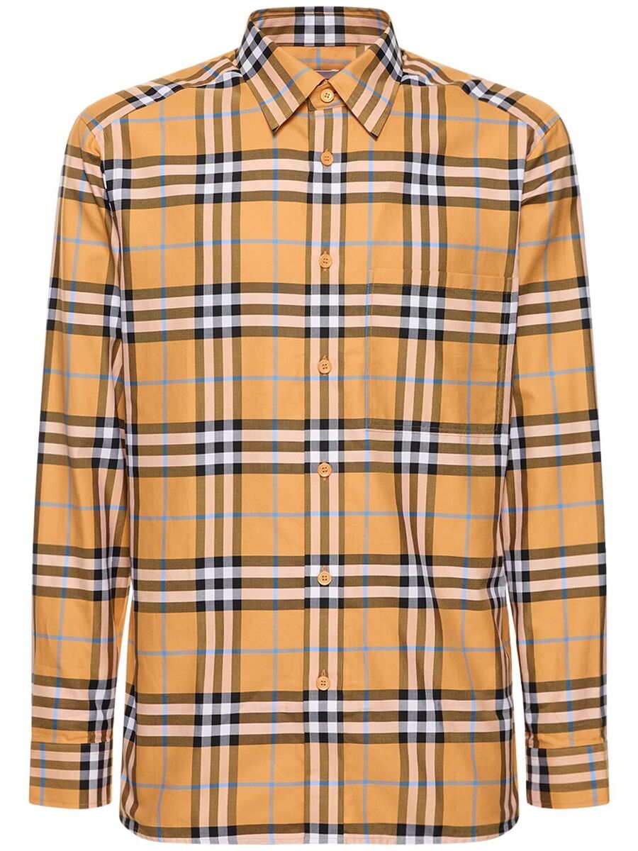 BURBERRY Caxbridge Dusty Orange Check Cotton Long Sleeve BURBERRY Caxbridge Dusty Orange Check Cotton Long Sleeve