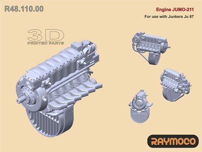 RAYMOCO R48.110.00 1/48 Engine JUMO-211. For use with Junkers Ju 87