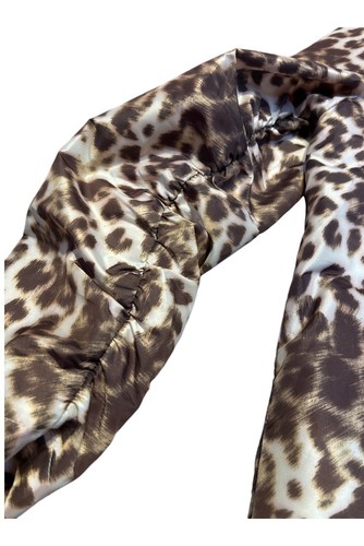 Adrienne Landau Designer Leopard Rain Coat Unique Shawl Collar L - XL Ruching - Picture 8 of 14