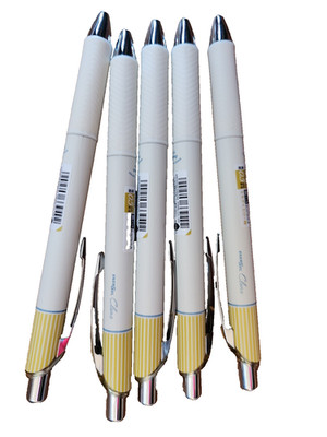 5X Pentel EnerGel Clena Retractable Liquid Gel Pen,Micro Fine Point 0.5mm YELLOW