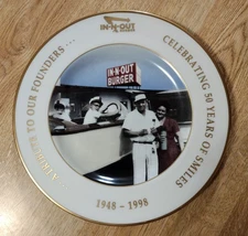 1998 IN-N-OUT Burger 50th Anniversary Plate 206/ 1000