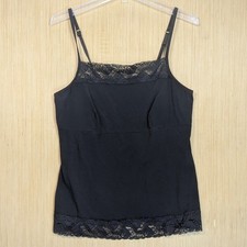 APT 9 Essentials Black Lace Trim Cami Tank Top Stretch Layering Casual Womens XL
