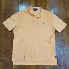 Polo Ralph Lauren Polo Shirt Mens Large Peach Orange Short Sleeve Cotton Casual