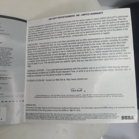 Speed Devils Sega Dreamcast *INSTRUCTION MANUAL ONLY* Authentic Original
