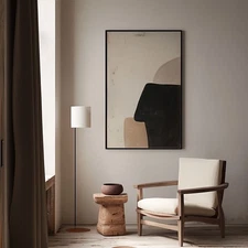 Wall Art Abstract Hand Painted on Oil Painting Canvas Minimalism Black Gray