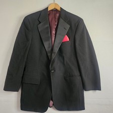 Chaps Ralph Lauren Mens Black Virgin Wool Tuxedo Jacket Satin Peak Lapel USA 40R